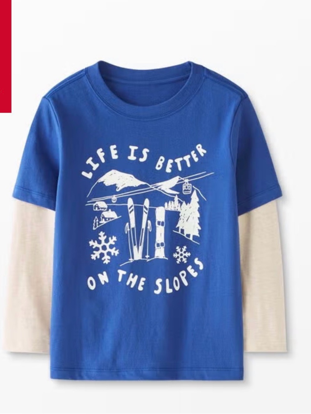 Life Is Better On The Slopes Layered-Look Kids Tee - Blue